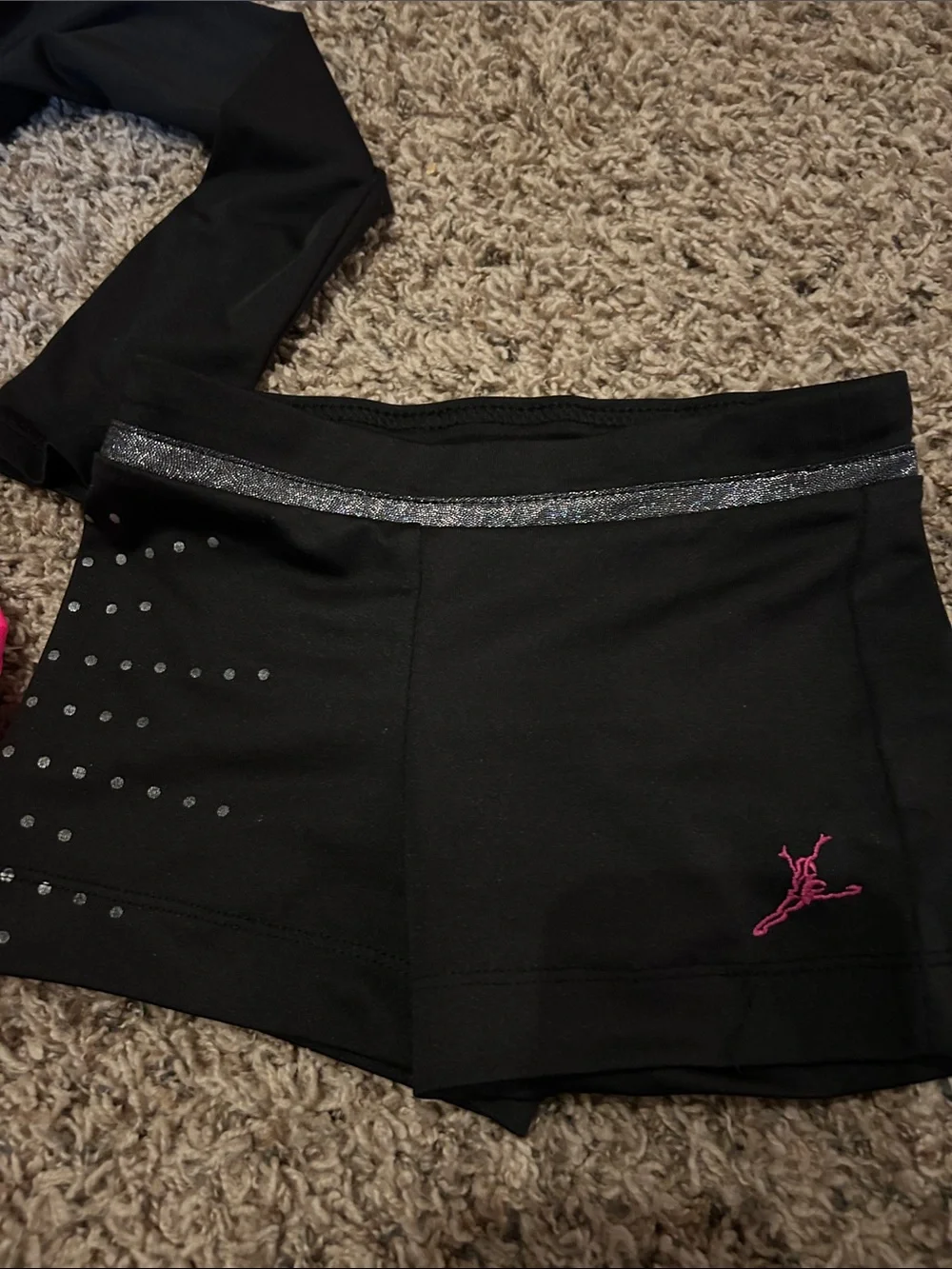 Capezio Black and Hot Pink Girls Long-Sleeve Leotard Set
